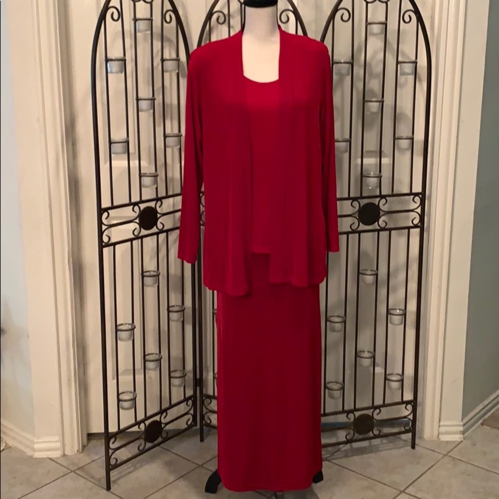 3 piece red knit dress